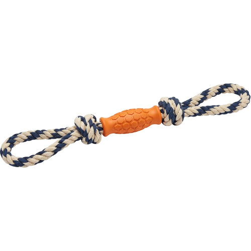 Wemko Braided Cotton Rope Tug with TPR Center Grip Navy Natural 62 cm - Product view