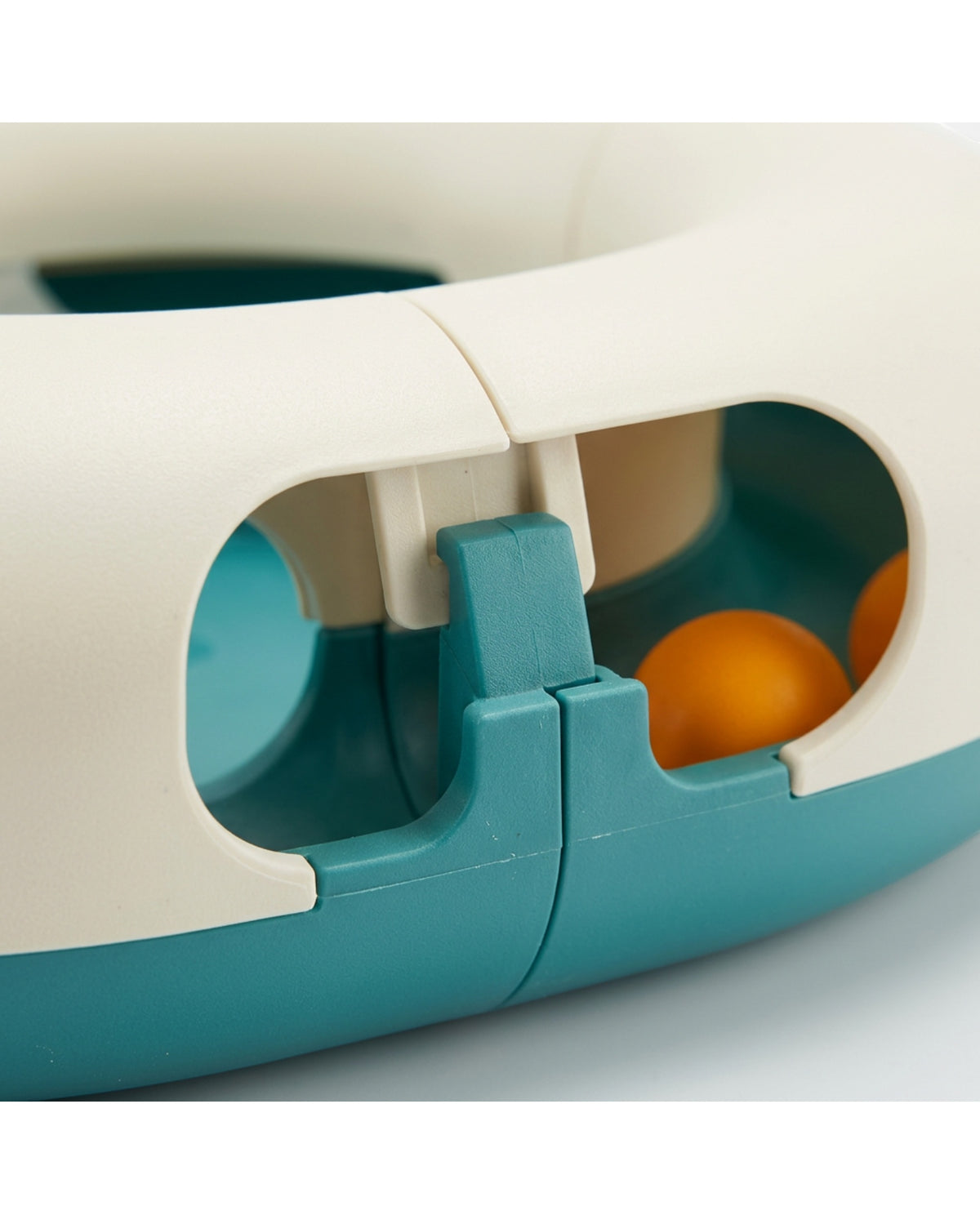 Wemko Modular Covered Cat Ball Track with Two Balls Teal Cream - Detail view