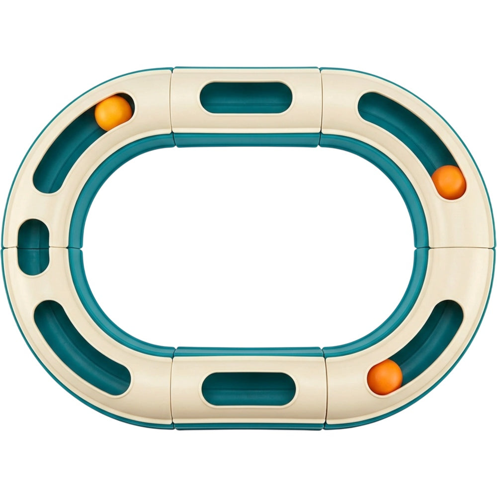 Wemko Modular Covered Cat Ball Track with Two Balls Teal Cream - Product view
